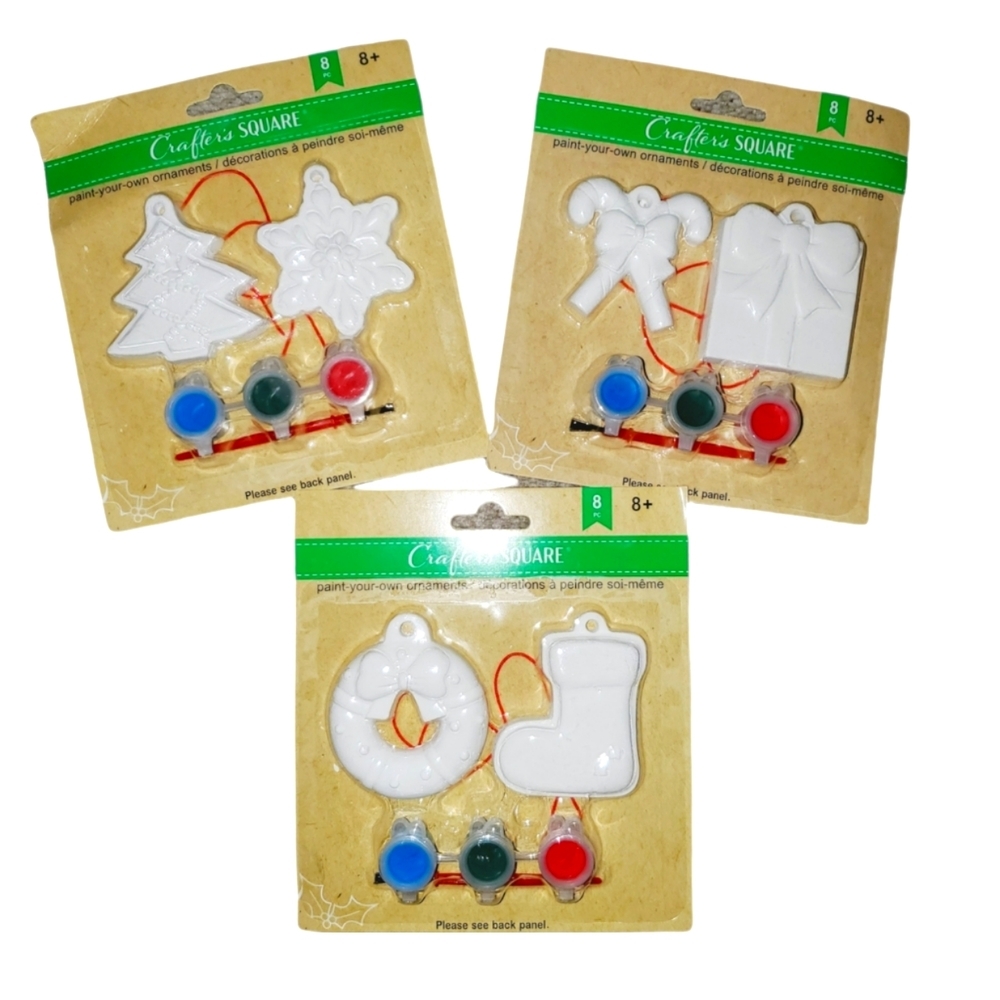 Crafter's Square NWT Plaster Paint Your Own Ornaments Painting Sets (3) 723